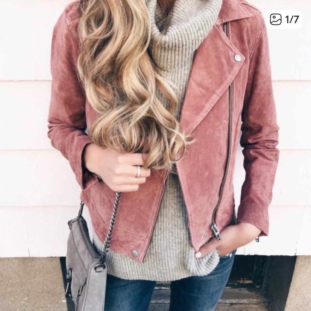 BLANK NYC Blush Pink Suede Motorcycle MOTO Jacket Size Small